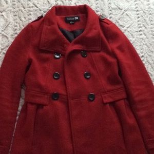 Forever21 Red military style pea coat